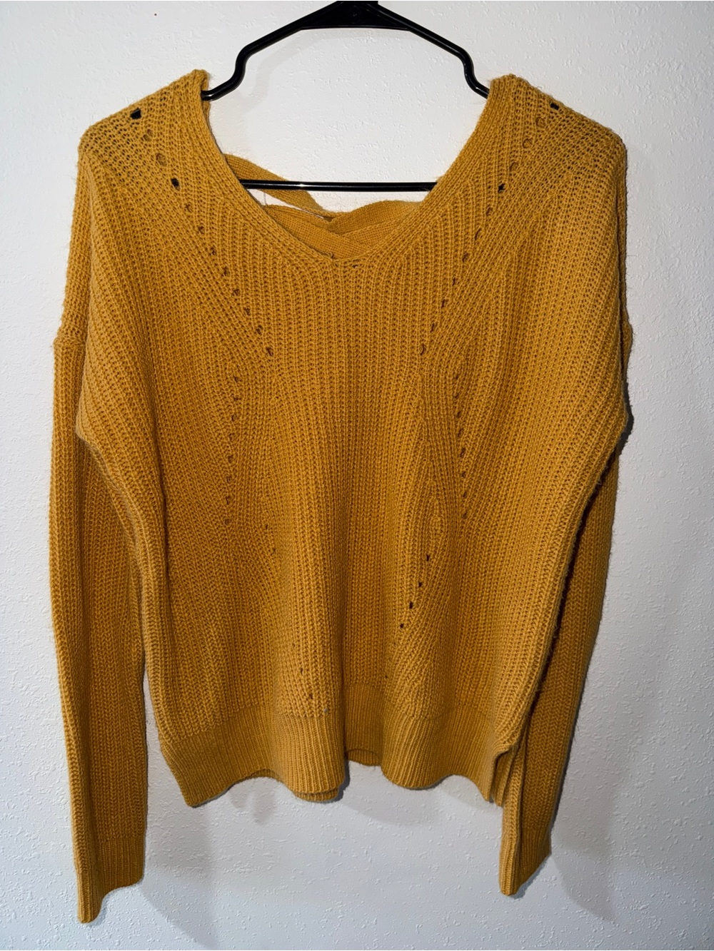 Moral Fiber Mustard V-Neck Knit Sweater - Women